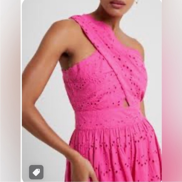 French Connection Eyelit Appelona Broderie embroidered one shoulder mini… - Picture 2 of 13